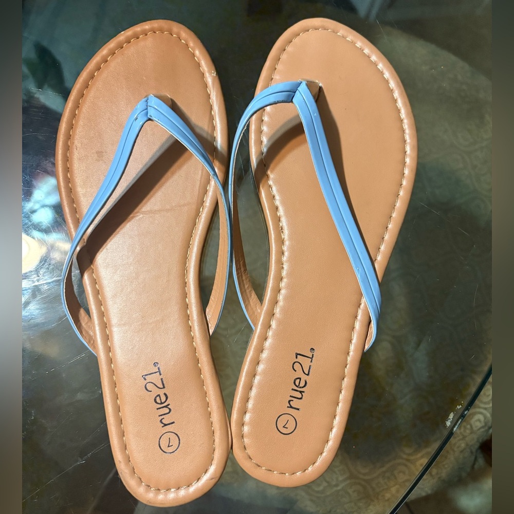 Rue21 Blue and Tan Sandals with Minimalist Design